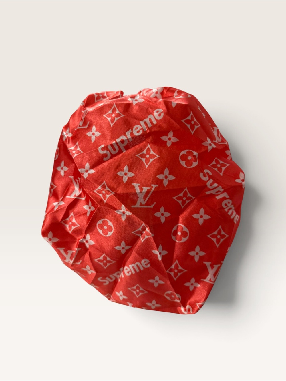 NWOT Source Unknown Red Logo-Print Satin Bonnet